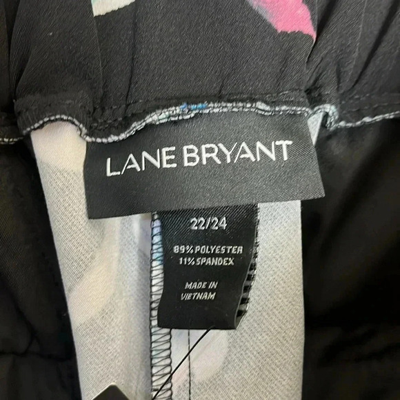 Lane Bryant Wide Leg Trousers Black Floral Plus Size Vacation Travel Summer - Picture 3 of 6